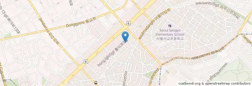 Mapa de ubicacion de 멀티플러스 en South Korea, Seoul, Mapo-Gu, Seogyo-Dong.
