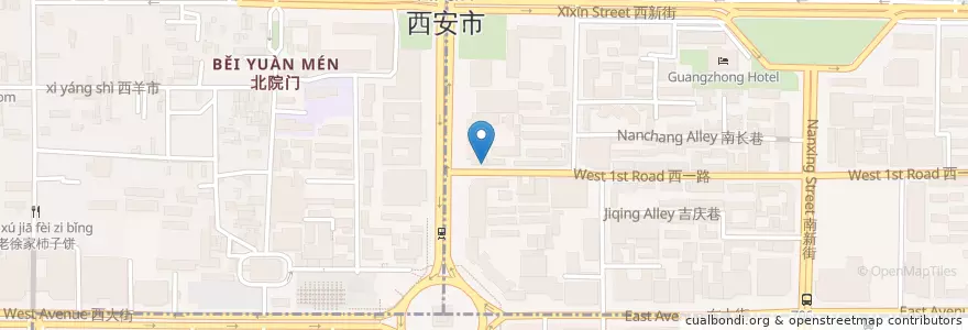 Mapa de ubicacion de Noodle shop en 中国, 陕西省, 西安市, 新城区.