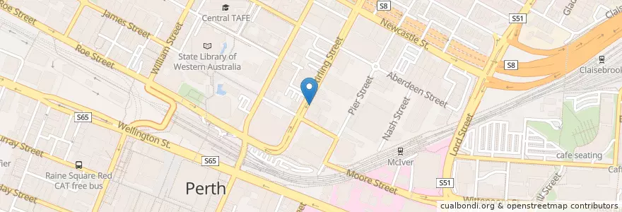 Mapa de ubicacion de rediATM en Australia, Australia Occidentale, City Of Perth.