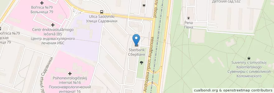 Mapa de ubicacion de Sberbank en Russia, Central Federal District, Moscow, Southern Administrative Okrug, Nagatinsky Zaton District, Nagatino-Sadovniki District.