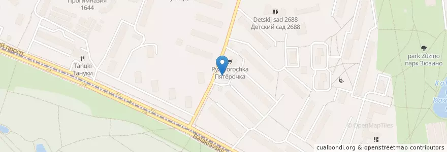 Mapa de ubicacion de Столичные аптеки en ロシア, 中央連邦管区, モスクワ, Юго-Западный Административный Округ, Район Зюзино.