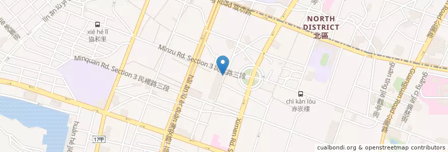 Mapa de ubicacion de 一品味碗粿 en 臺灣, 臺南市, 中西區.