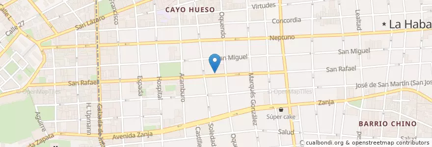 Mapa de ubicacion de Paladar San Christobal en Cuba, Havana, Centro Habana.
