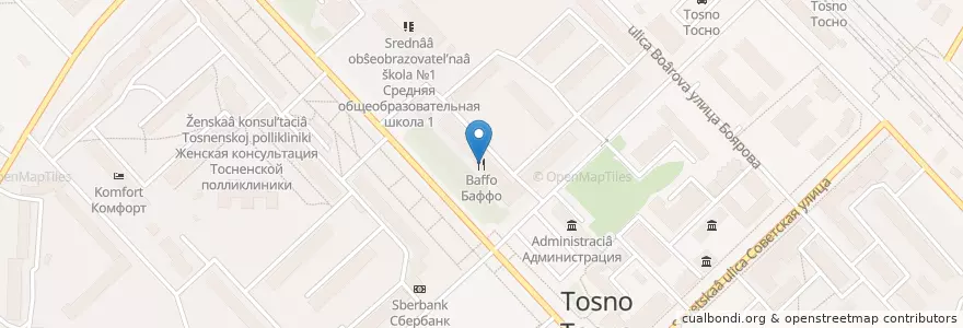Mapa de ubicacion de Баффо en Russia, Northwestern Federal District, Leningrad Oblast, Tusina District, Тосненское Городское Поселение.