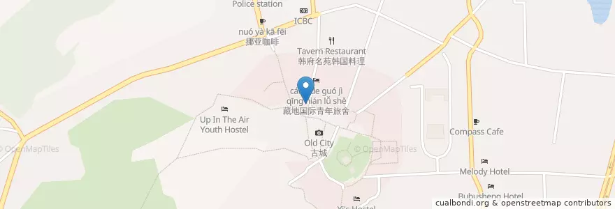 Mapa de ubicacion de Three Brother's Cafe en China, Yunnan, 迪庆藏族自治州, 香格里拉市, 建塘镇.