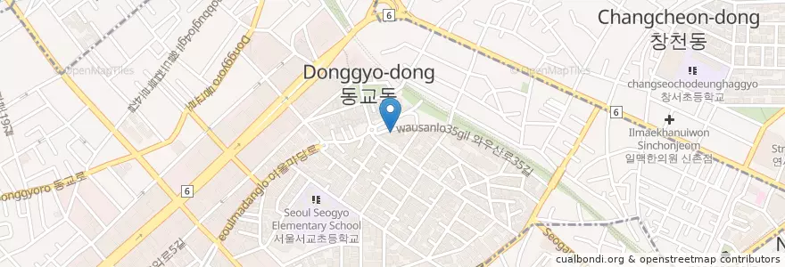 Mapa de ubicacion de 부탄츄 en Республика Корея, Сеул, 마포구, 서교동.