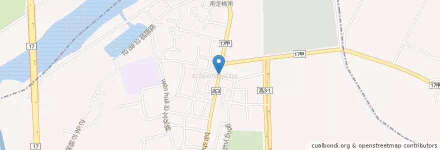 Mapa de ubicacion de 文虱目魚專賣店 en 타이완, 타이난 시, 가오슝시, 체딩구.
