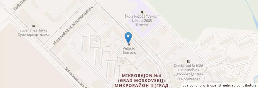 Mapa de ubicacion de Ветград en Rusia, Distrito Federal Central, Москва, Новомосковский Административный Округ, Поселение Московский.
