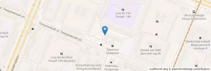 Mapa de ubicacion de Фармакор en Rusland, Северо-Западный Федеральный Округ, Oblast Leningrad, Sint-Petersburg, Калининский Район, Округ Прометей.