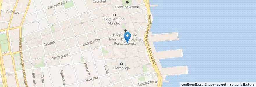 Mapa de ubicacion de Museo del Chocolate en Cuba, L'Avana, La Habana Vieja.