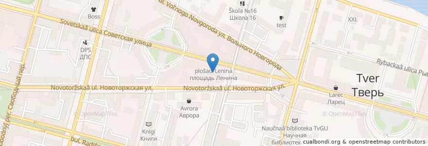Mapa de ubicacion de Бильярдная Селигер en Rusia, Distrito Federal Central, Óblast De Tver, Городской Округ Тверь, Калининский Район.