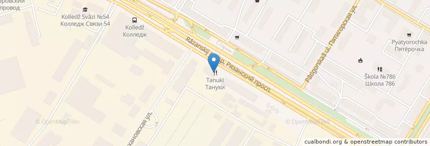 Mapa de ubicacion de Тануки en Rusia, Центральный Федеральный Округ, Москва, Юго-Восточный Административный Округ, Рязанский Район.