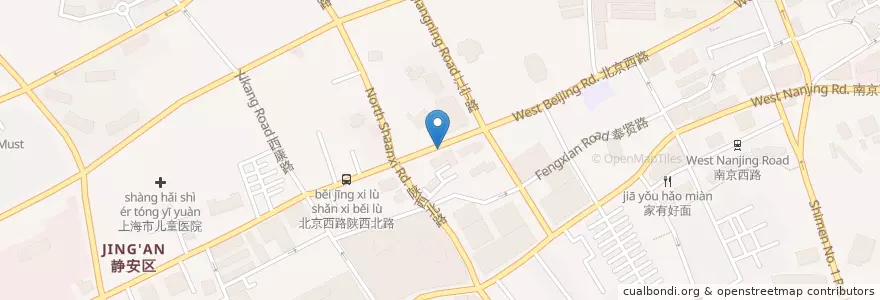 Mapa de ubicacion de 西康路第三小学 en Китай, Шанхай, Цзинъань.