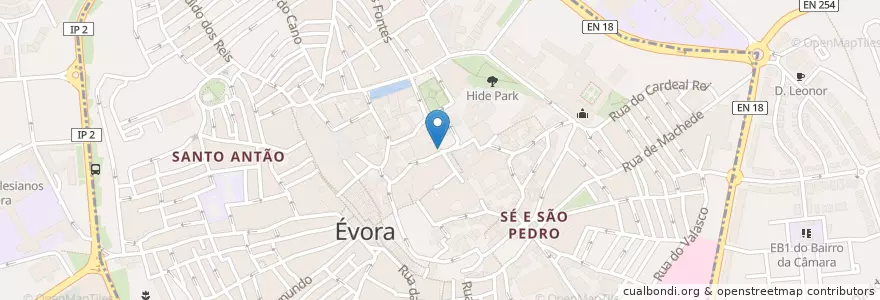 Mapa de ubicacion de Enoteca da Cartuxa en Portugal, Alentejo, Alentejo Central, Évora, Évora, Bacelo E Senhora Da Saúde, Évora.