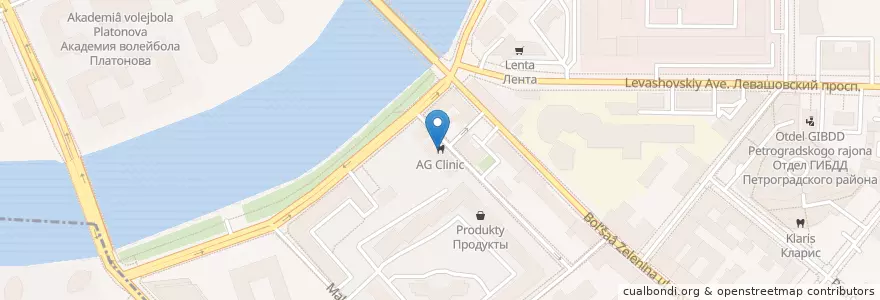 Mapa de ubicacion de AG Clinic en Russie, District Fédéral Du Nord-Ouest, Oblast De Léningrad, Saint-Pétersbourg, Петроградский Район, Округ Чкаловское.