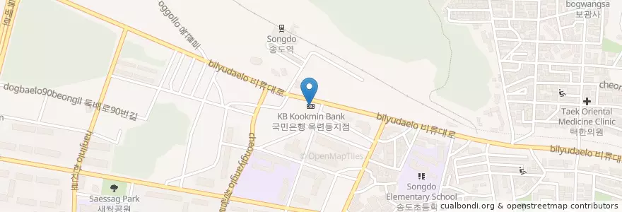 Mapa de ubicacion de KB국민은행 옥련동지점 en 대한민국, 인천, 연수구, 옥련동.