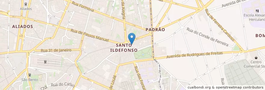 Mapa de ubicacion de A Tendinha en پرتغال, Norte, Porto, Área Metropolitana Do Porto, Porto, Cedofeita, Santo Ildefonso, Sé, Miragaia, São Nicolau E Vitória, Bonfim.