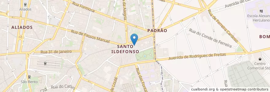 Mapa de ubicacion de BAR en Portugal, Norte, Porto, Área Metropolitana Do Porto, Porto, Cedofeita, Santo Ildefonso, Sé, Miragaia, São Nicolau E Vitória, Bonfim.