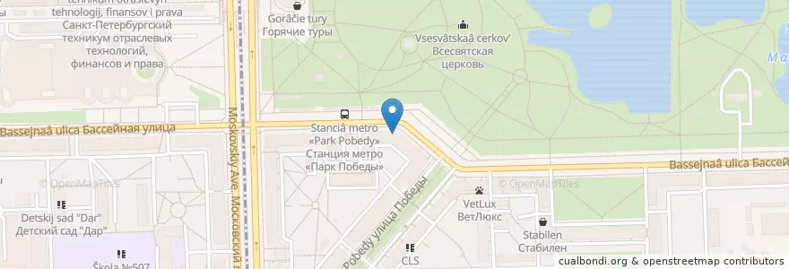 Mapa de ubicacion de Форус en Russie, District Fédéral Du Nord-Ouest, Oblast De Léningrad, Saint-Pétersbourg, Московский Район, Округ Московская Застава.