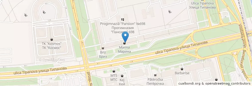 Mapa de ubicacion de Ящик пива en Russie, District Fédéral Du Nord-Ouest, Oblast De Léningrad, Saint-Pétersbourg, Московский Район, Округ Гагаринское.