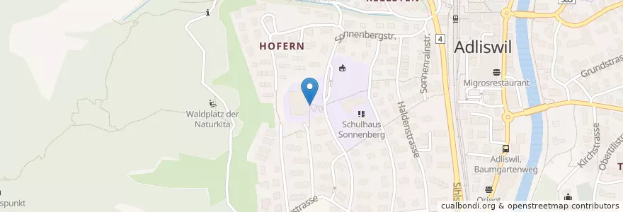 Mapa de ubicacion de Schulhaus Hofern en Schweiz/Suisse/Svizzera/Svizra, Zürich, Bezirk Horgen, Adliswil.