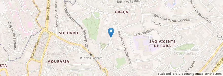 Mapa de ubicacion de Churrasco da Graça en 葡萄牙, Área Metropolitana De Lisboa, Lisboa, Grande Lisboa, 里斯本, Santa Maria Maior.