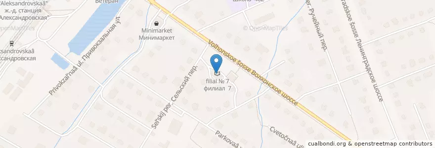Mapa de ubicacion de филиал № 7 en Russia, Northwestern Federal District, Leningrad Oblast, Saint Petersburg, Пушкинский Район, Alexandrovskaya.