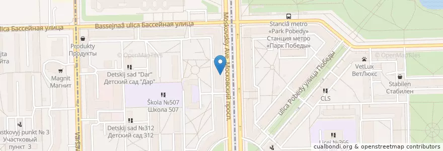 Mapa de ubicacion de Coffeinia №1 en Russia, Northwestern Federal District, Leningrad Oblast, Saint Petersburg, Московский Район, Округ Пулковский Меридиан.