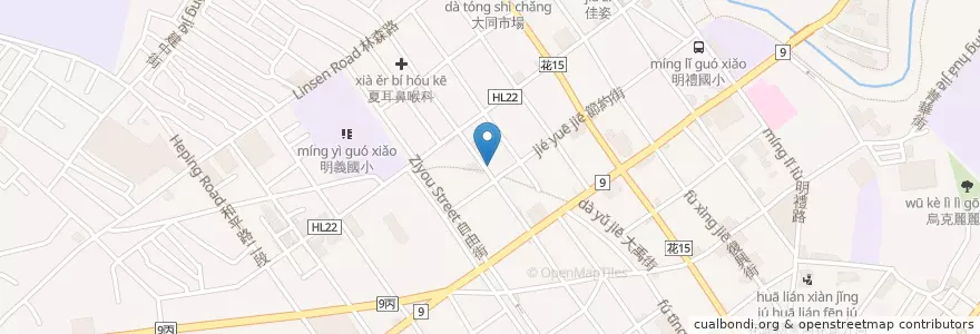 Mapa de ubicacion de 瓦丹荔 en Tayvan, 臺灣省, Hualien, 花蓮市.