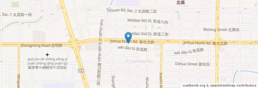 Mapa de ubicacion de 張基亮皮膚科診所 en Taiwán, Taichung, 北區.