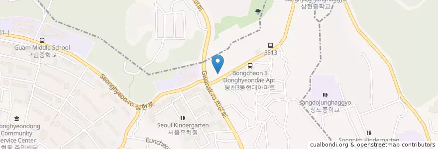 Mapa de ubicacion de 커피농장 en Coreia Do Sul, Seul, 관악구, 청림동.