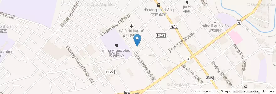 Mapa de ubicacion de 艾米餐廳 en Taiwan, 臺灣省, Condado De Hualien, 花蓮市.