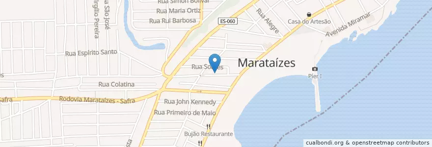 Mapa de ubicacion de Rosa Pizzaria e Restaurante en برزیل, منطقه جنوب شرقی برزیل, اسپیریتو سانتو, Região Geográfica Intermediária De Cachoeiro De Itapemirim, Microrregião Itapemirim, Marataízes.
