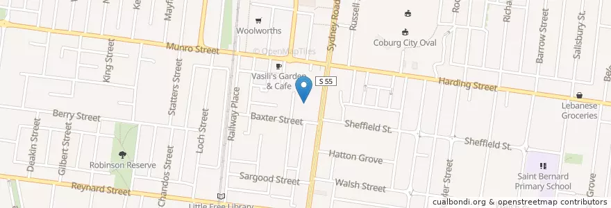 Mapa de ubicacion de Coburg RSL en Australien, Victoria, City Of Moreland.