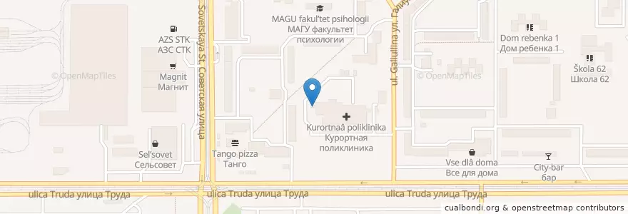 Mapa de ubicacion de Магнитно-резонансный томограф en Russland, Föderationskreis Ural, Oblast Tscheljabinsk, Магнитогорский Городской Округ.