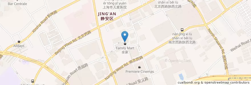 Mapa de ubicacion de 福大碗牛肉面 en Chine, Shanghai, District De Jing'an.