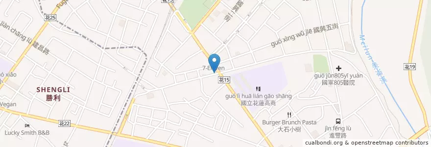 Mapa de ubicacion de 85°C 咖啡 en 타이완, 타이완성, 화롄현, 화롄 시.
