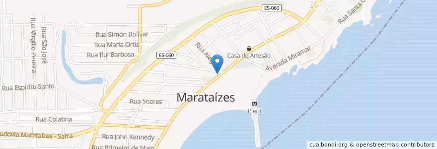 Mapa de ubicacion de Pier Grill en Brasil, Região Sudeste, Espírito Santo, Região Geográfica Intermediária De Cachoeiro De Itapemirim, Microrregião Itapemirim, Marataízes.