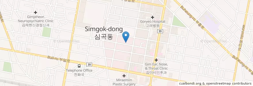 Mapa de ubicacion de 자카밤술-jaka_bombsool(jaka's kitchen) en South Korea, Gyeonggi-Do, Bucheon-Si.