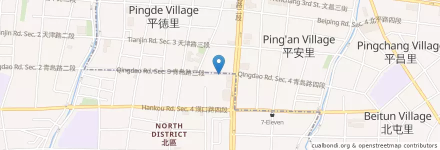 Mapa de ubicacion de 天下美食餐飲 en 台湾, 台中市, 北屯区, 北区.