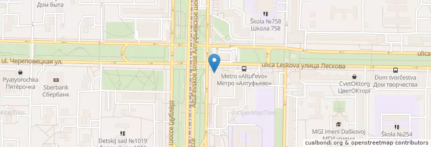 Mapa de ubicacion de KFC en 러시아, Центральный Федеральный Округ, Москва, Северо-Восточный Административный Округ, Район Лианозово, Район Бибирево.