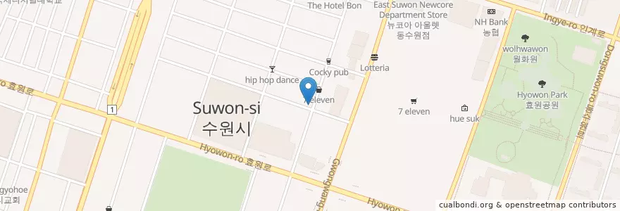 Mapa de ubicacion de Beerking en 대한민국, 경기도, 수원시, 팔달구.
