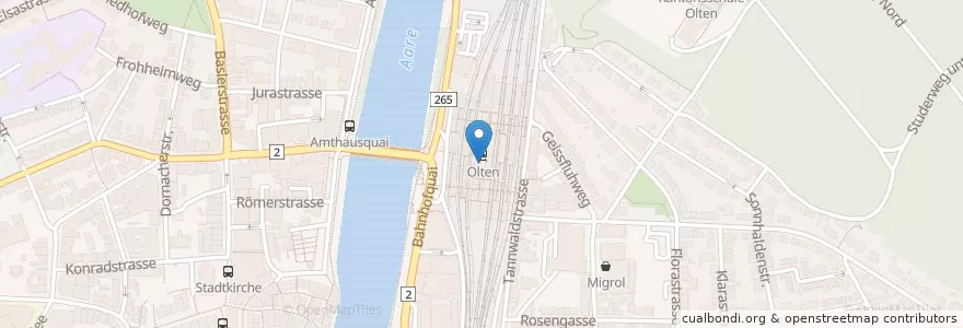 Mapa de ubicacion de Buffet Olten en Schweiz/Suisse/Svizzera/Svizra, Solothurn, Amtei Olten-Gösgen, Bezirk Olten, Olten.