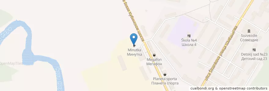 Mapa de ubicacion de Минутка en Rusia, Distrito Federal Central, Óblast De Moscú, Наро-Фоминский Городской Округ.