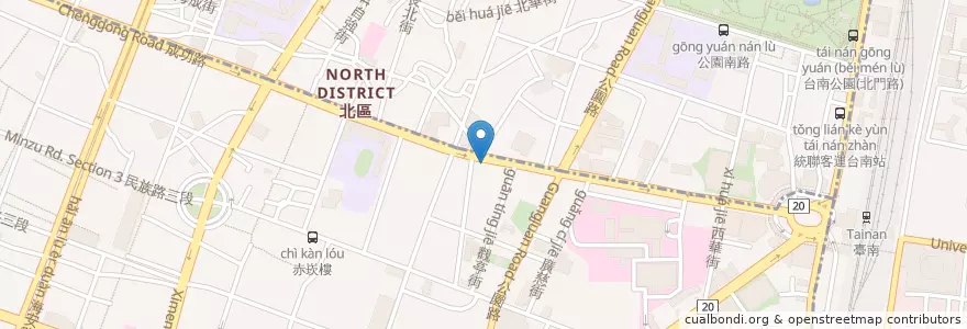 Mapa de ubicacion de 異人館 en Taiwan, Tainan, 中西區.