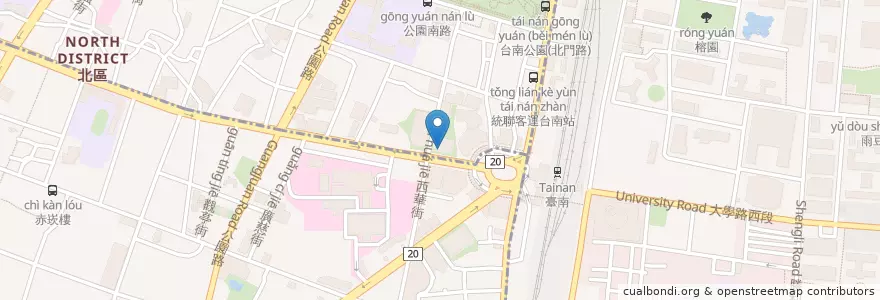 Mapa de ubicacion de 台南郵局-儲匯務 en Taiwan, Tainan, Distretto Settentrionale.