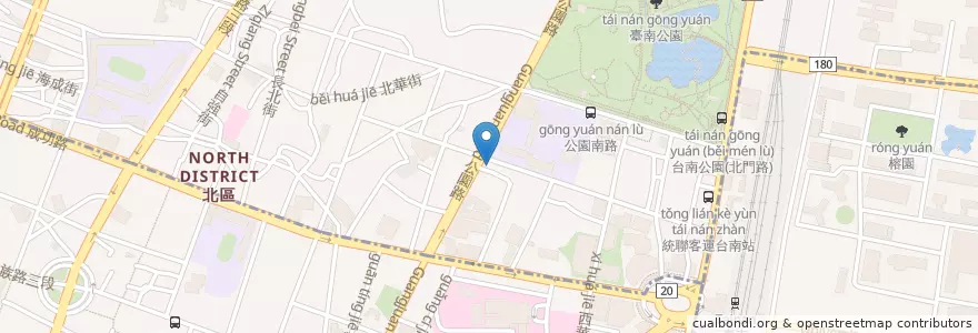 Mapa de ubicacion de 台南西華郵局(17支局) en Tayvan, 臺南市, 北區.