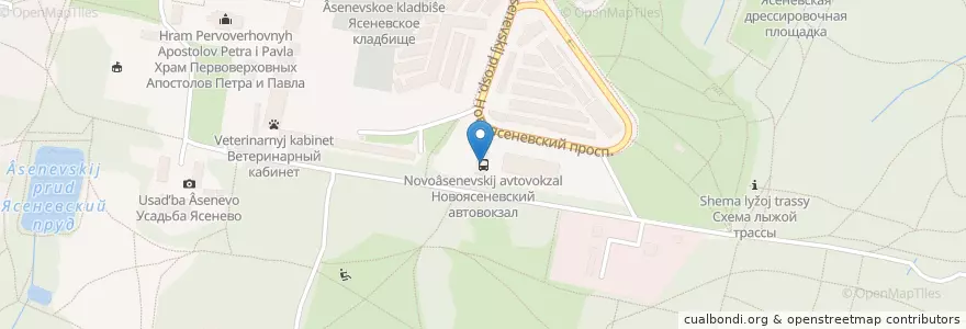 Mapa de ubicacion de Новоясеневский автовокзал en Rússia, Distrito Federal Central, Москва, Юго-Западный Административный Округ, Район Ясенево.