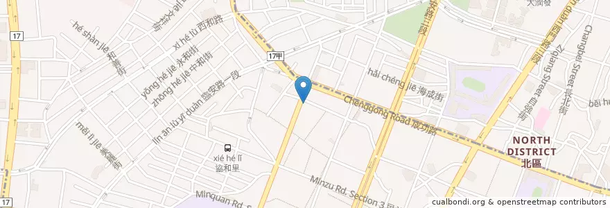 Mapa de ubicacion de 八方雲集鍋貼 en 타이완, 타이난 시.