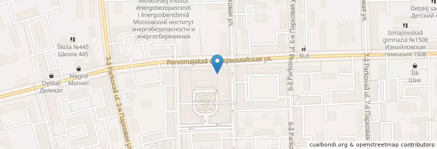 Mapa de ubicacion de Кеци en Rusland, Centraal Federaal District, Moskou, Восточный Административный Округ, Район Измайлово.